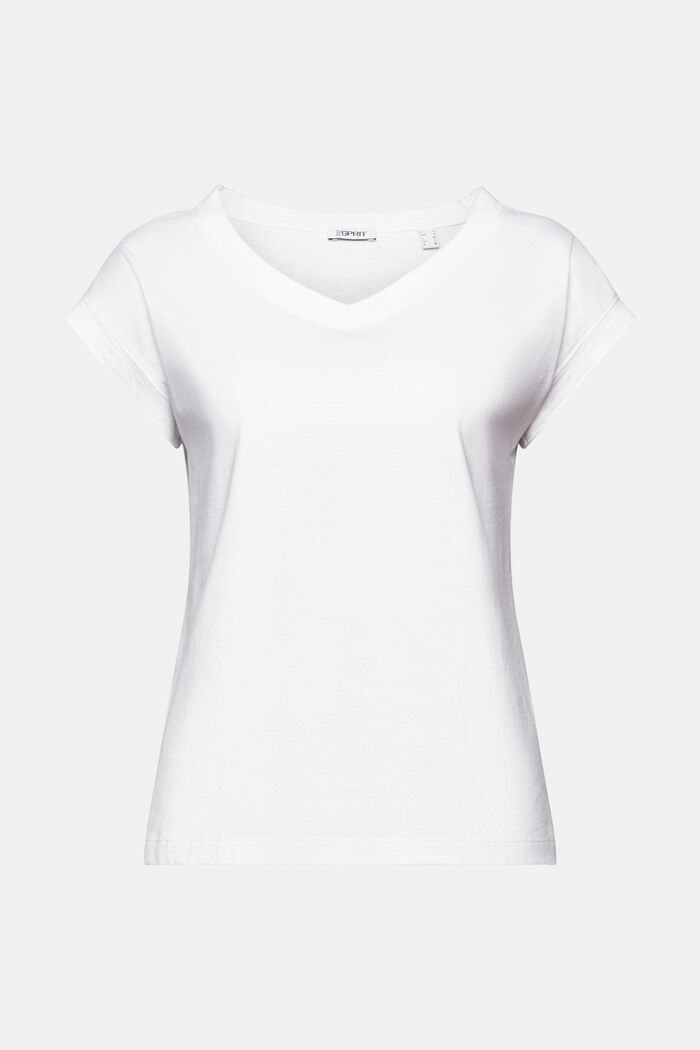 T-Shirt mit V-Ausschnitt, WHITE, detail image number 5