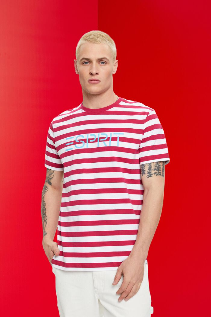 Gestreiftes T-Shirt aus nachhaltiger Baumwolle, RED, detail image number 0