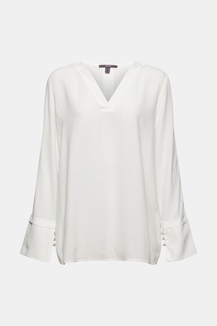 Bluse mit breiten Manschetten, LENZING™ ECOVERO™, OFF WHITE, detail image number 7