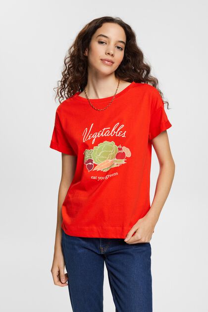 T-Shirt mit Print, RED, overview