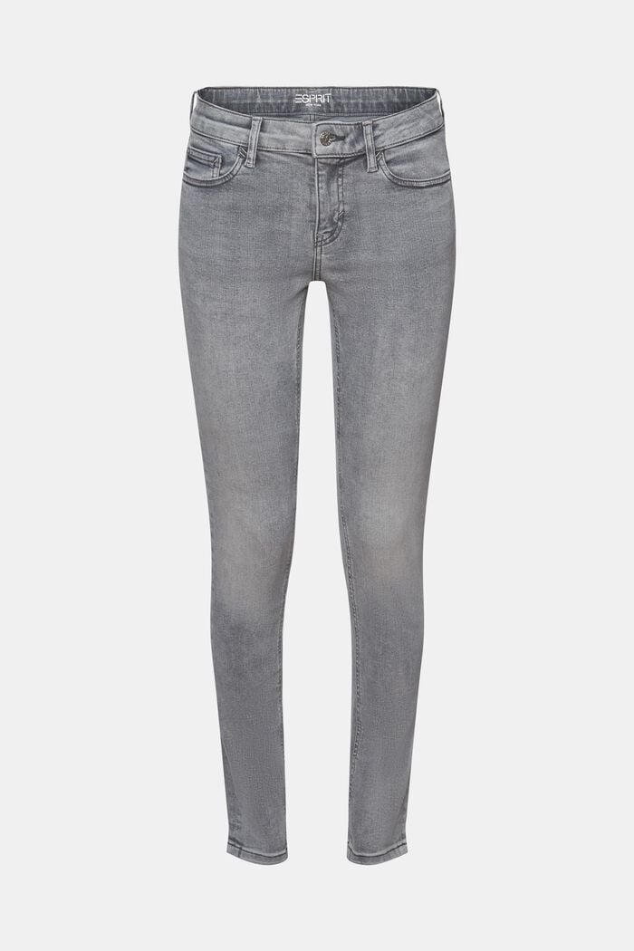 Skinny Jeans mit mittlerer Bundhöhe, GREY MEDIUM WASHED, detail image number 7