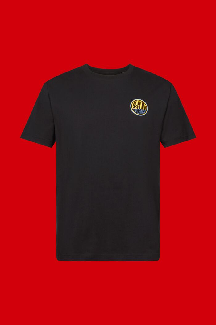 Baumwoll-T-Shirt mit Print auf der Brust, BLACK, detail image number 6