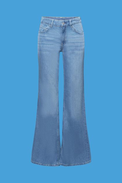 Ausgestellte Retro-Jeans mit mittelhohem Bund, BLUE LIGHT WASHED, overview