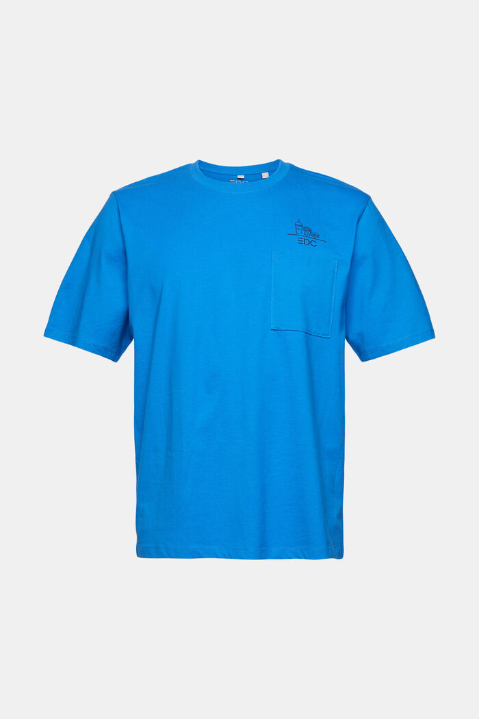 Jersey-T-Shirt mit Motiv und Logo, BRIGHT BLUE, overview