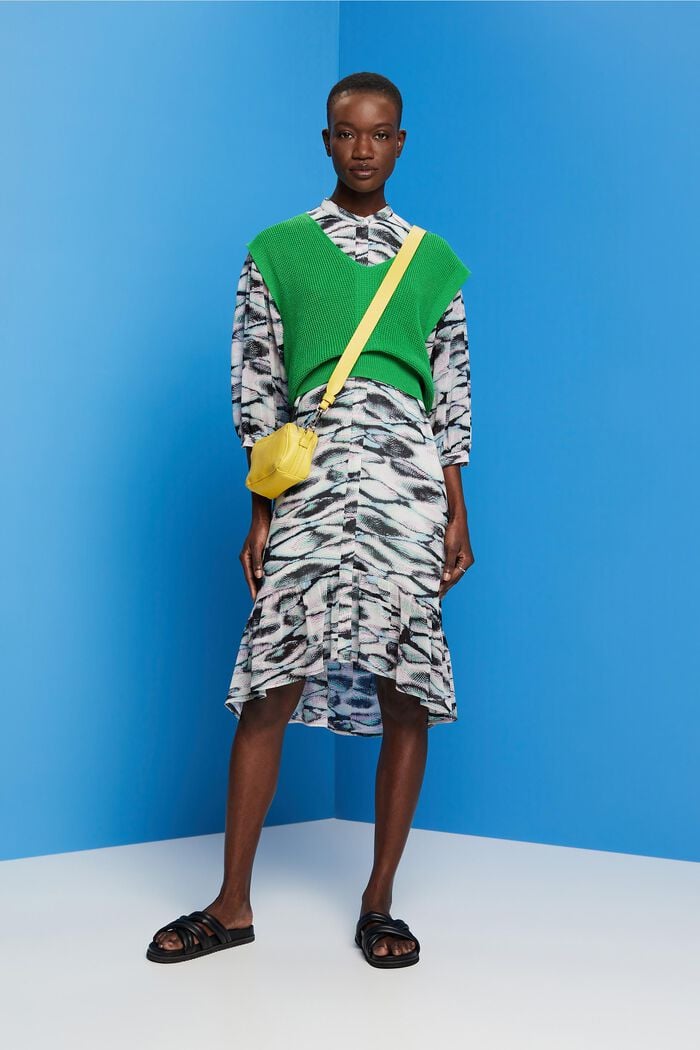 Recycelt: Midi-Kleid aus Chiffon, EMERALD GREEN, detail image number 1