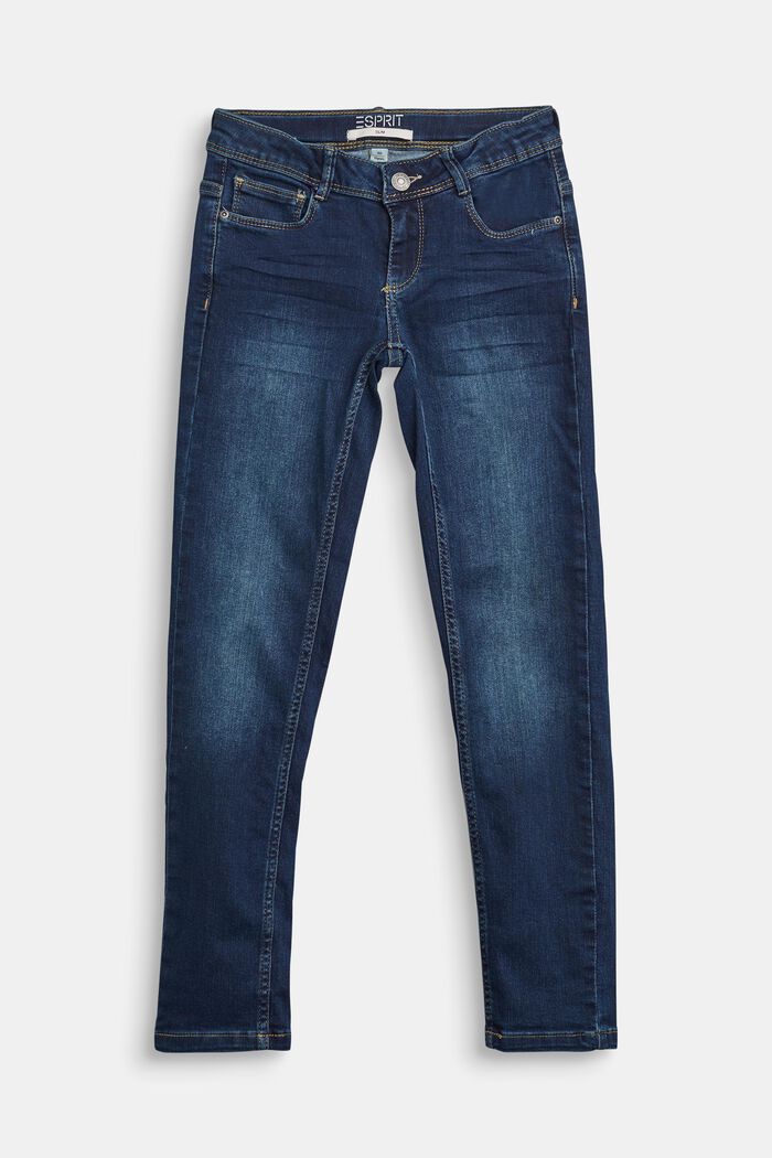 Stretch-Jeans mit Weitenservice und Verstellbund, BLUE DARK WASHED, detail image number 0