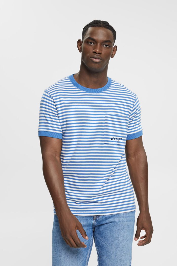 Strick-T-Shirt mit Streifen, BLUE, detail image number 0