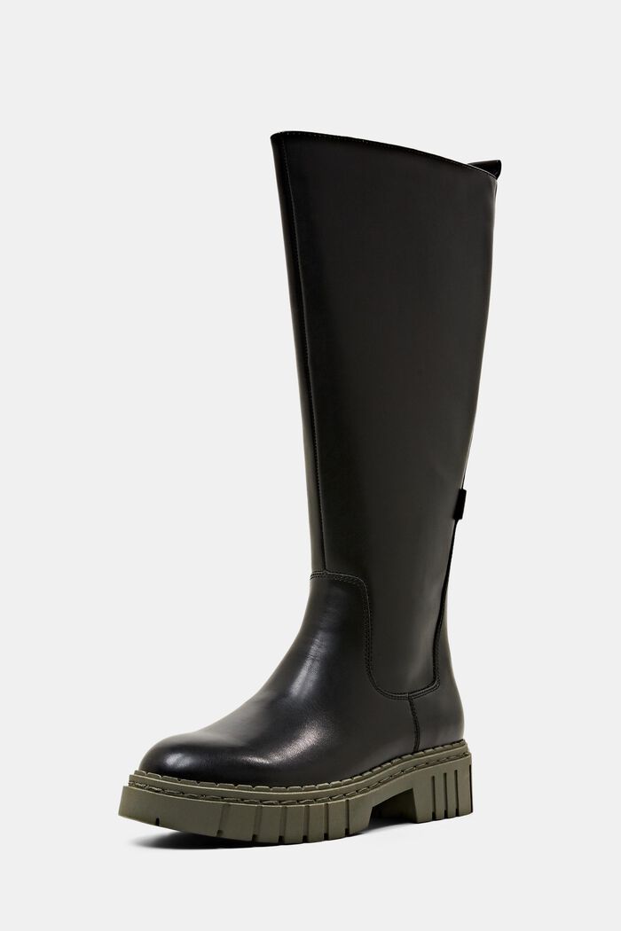 Vegan: Plateau-Boots aus Fake-Leather, BLACK, detail image number 1