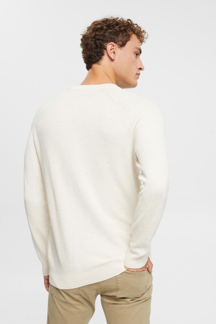 Pullover mit Rundhalsausschnitt, 100 % Baumwolle, OFF WHITE, detail image number 3