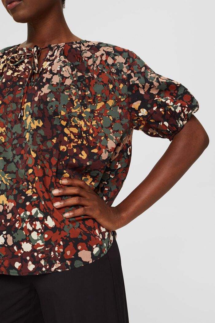 Bluse mit Print aus Baumwoll-Mix, BLACK, detail image number 2