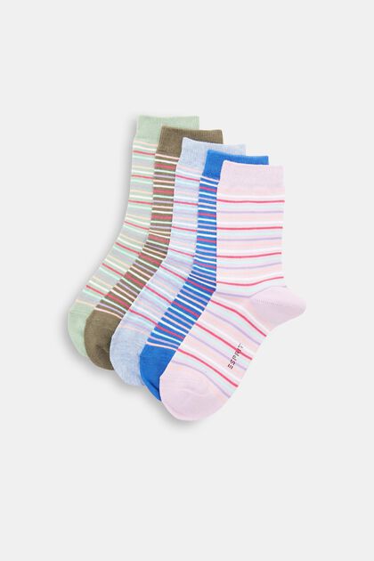 Gestreifte Socken im Multi-Pack, Bio-Baumwollmix, GREEN/ROSE, overview