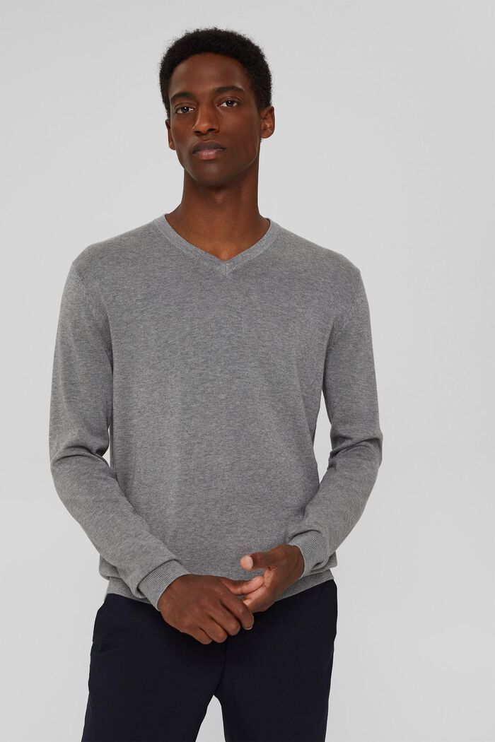 Basic Pullover aus 100% Pima Baumwolle, MEDIUM GREY, overview