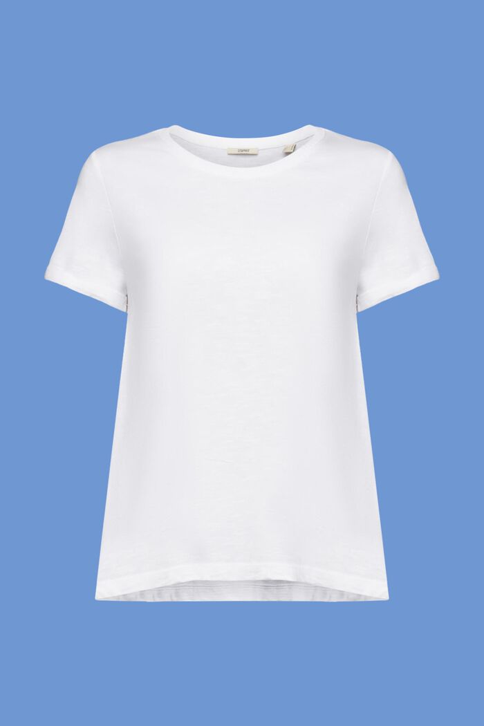 Klassisches Rundhals-T-Shirt, 100 % Baumwolle, WHITE, detail image number 6