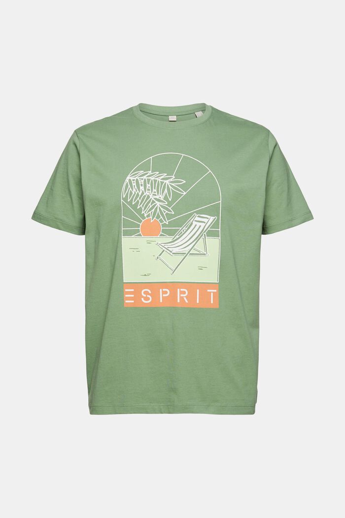 Jersey-T-Shirt mit Print, GREEN, overview