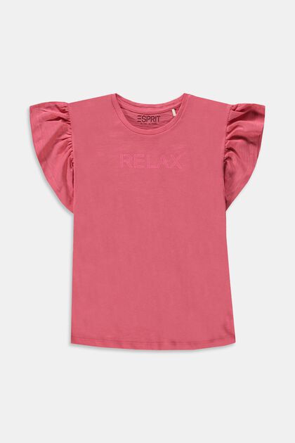 T-Shirt mit Print und Flügelärmeln, ORANGE RED, overview