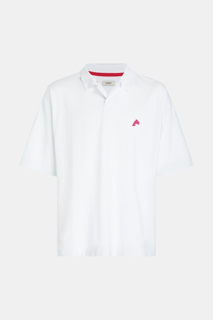 Relaxed Fit Poloshirt mit Dolphin-Badge, WHITE, detail image number 4
