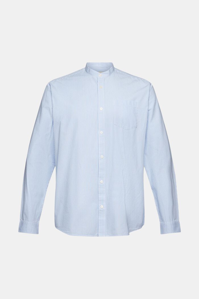 Baumwollhemd mit Nadelstreifen und Stehkragen, GREY BLUE, detail image number 5