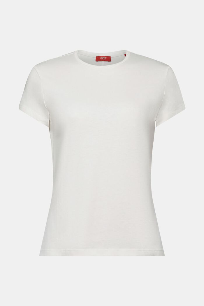 T-Shirt mit Rundhalsausschnitt, 100 % Baumwolle, OFF WHITE, detail image number 5
