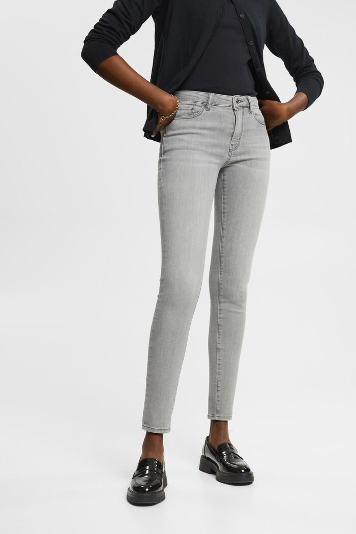 Skinny Jeans mit mittelhohem Bund, GREY LIGHT WASHED, detail image number 0