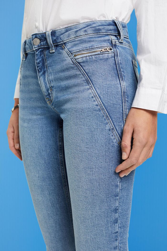 Skinny-Jeans mit mittelhohem Bund und Ziptaschen, BLUE LIGHT WASHED, detail image number 2