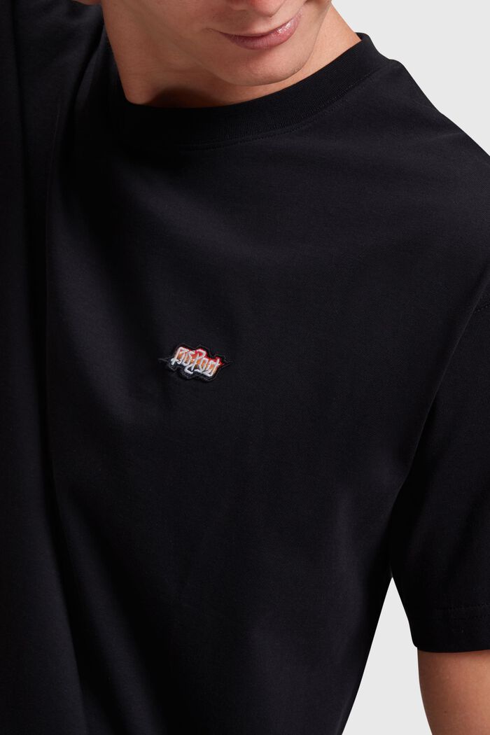 AMBIGRAM T-Shirt mit Logo-Stickerei auf der Brust, BLACK, detail image number 3