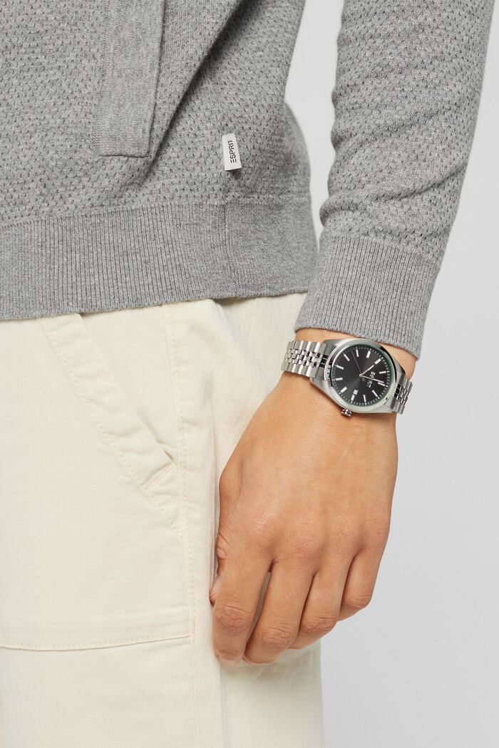Edelstahl-Uhr mit Gliederarmband, SILVER, detail image number 2