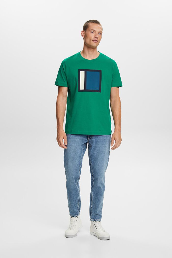 Bedrucktes Jersey-T-Shirt, 100 % Baumwolle, DARK GREEN, detail image number 1