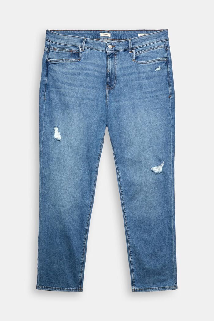 Jeans mit Rippstrick-Details im Curvy Style, BLUE LIGHT WASHED, detail image number 1