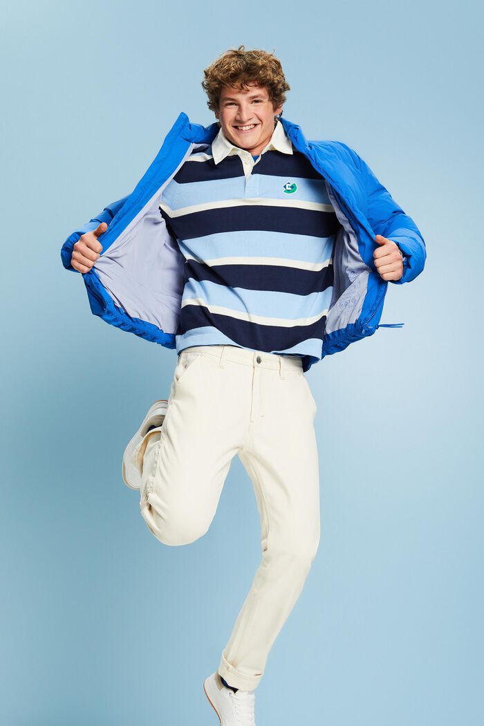 Gestreiftes Poloshirt aus Baumwolle mit Logo, BRIGHT BLUE, detail image number 1