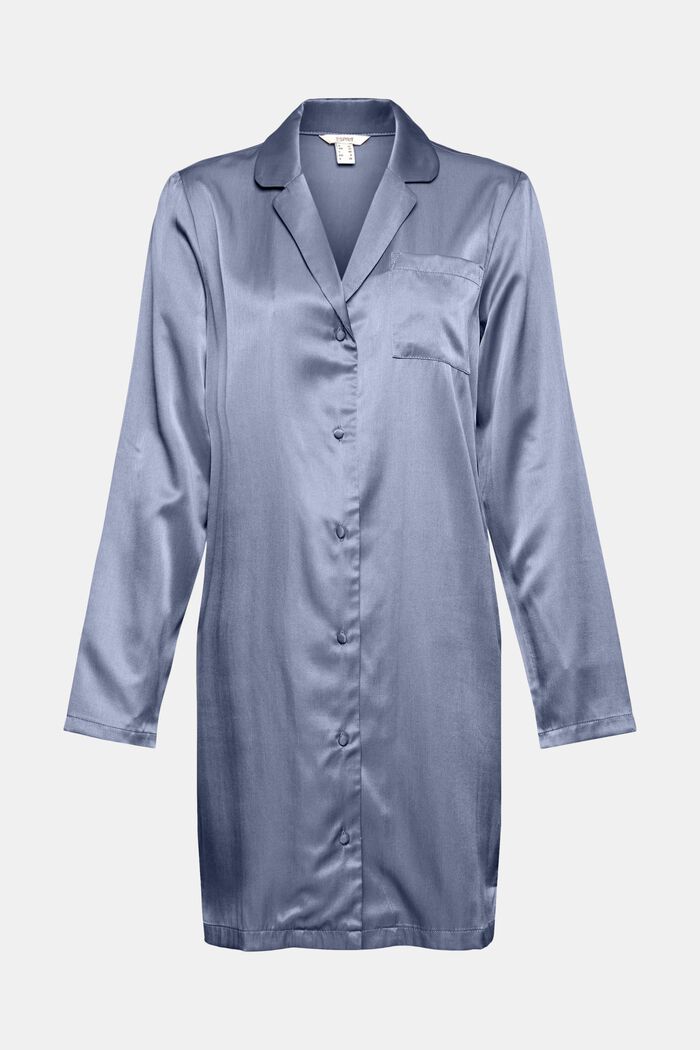 Satin-Nachthemd mit LENZING™ ECOVERO™, GREY BLUE, detail image number 5