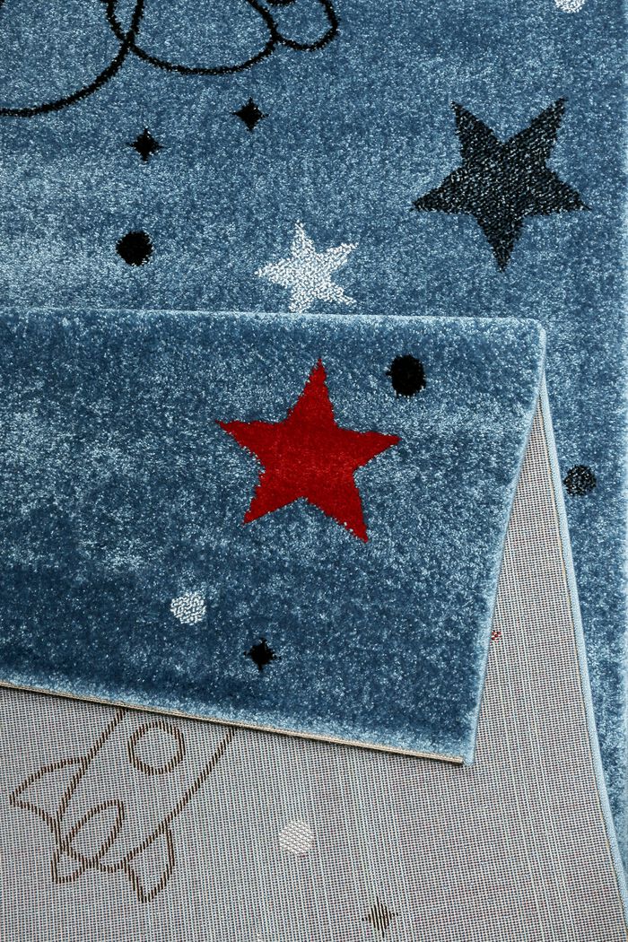 Kurzflor-Kinderteppich mit Weltraum-Muster, BLUE, detail image number 2