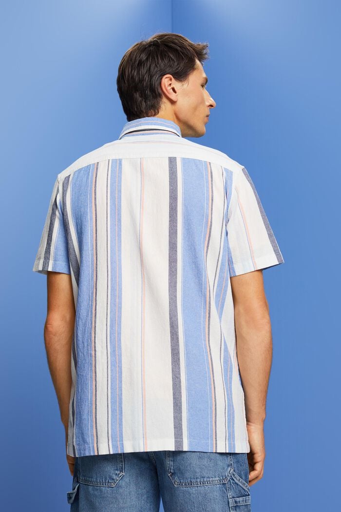 Kurzarm-Hemd mit Streifen, 100% Baumwolle, BRIGHT BLUE, detail image number 3