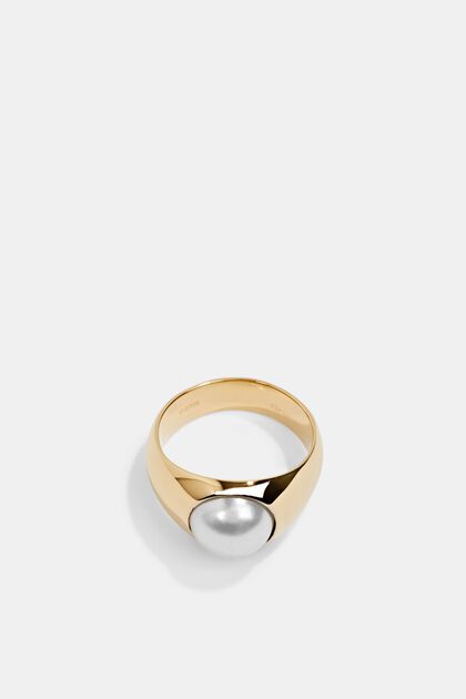 Ring mit Perle, Edelstahl, GOLD, overview