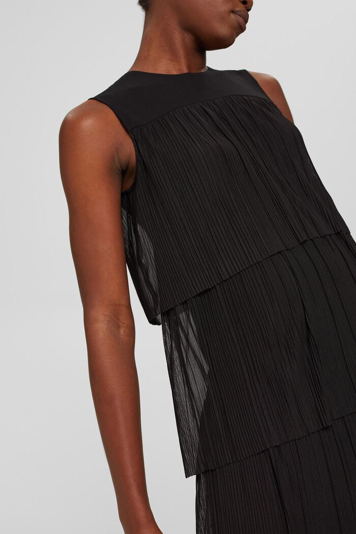 Plissiertes Kleid mit Volants, BLACK, detail image number 3