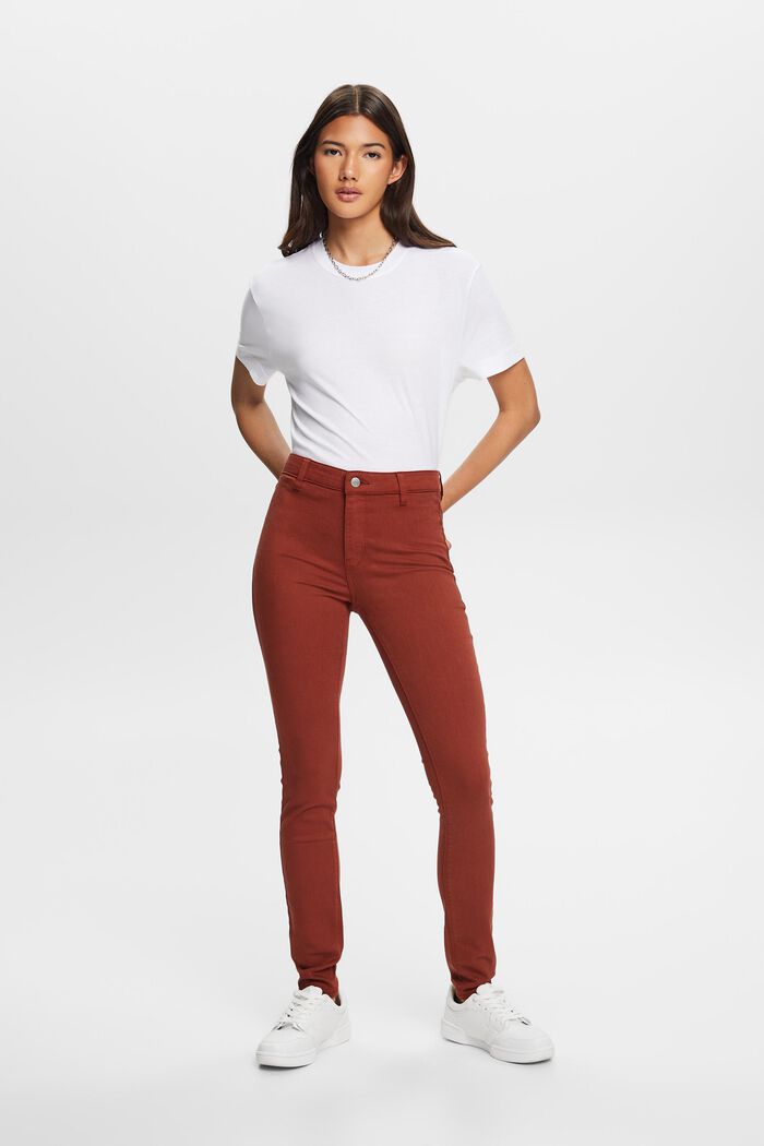 Skinny Jeans mit mittlerer Bundhöhe, RUST BROWN, detail image number 5