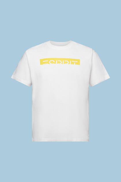 T-Shirt mit matt-glänzendem Logo-Aufnäher, WHITE, overview