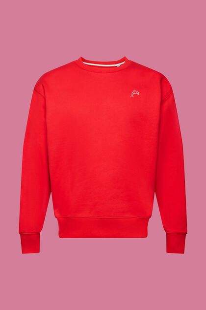 Sweatshirt mit kleinem Delfinprint, ORANGE RED, overview