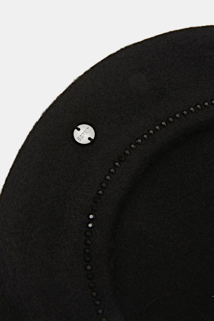 Baskenmütze mit Strasssteinen, BLACK, detail image number 1