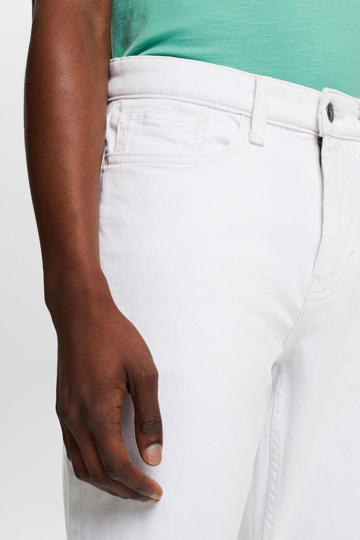 Schmale Jeans mit mittlerer Bundhöhe, WHITE, detail image number 4