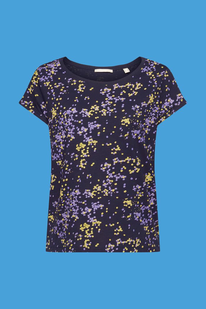 Baumwoll-T-Shirt mit floralem Print, NAVY, detail image number 5