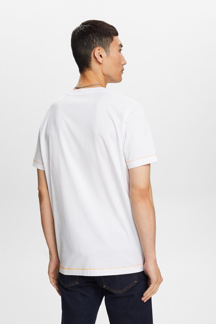 Rundhals-T-Shirt aus Jersey, 100 % Baumwolle, WHITE, detail image number 3