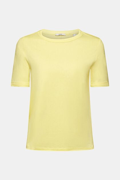 T-Shirt aus Baumwolle, LIGHT YELLOW, overview