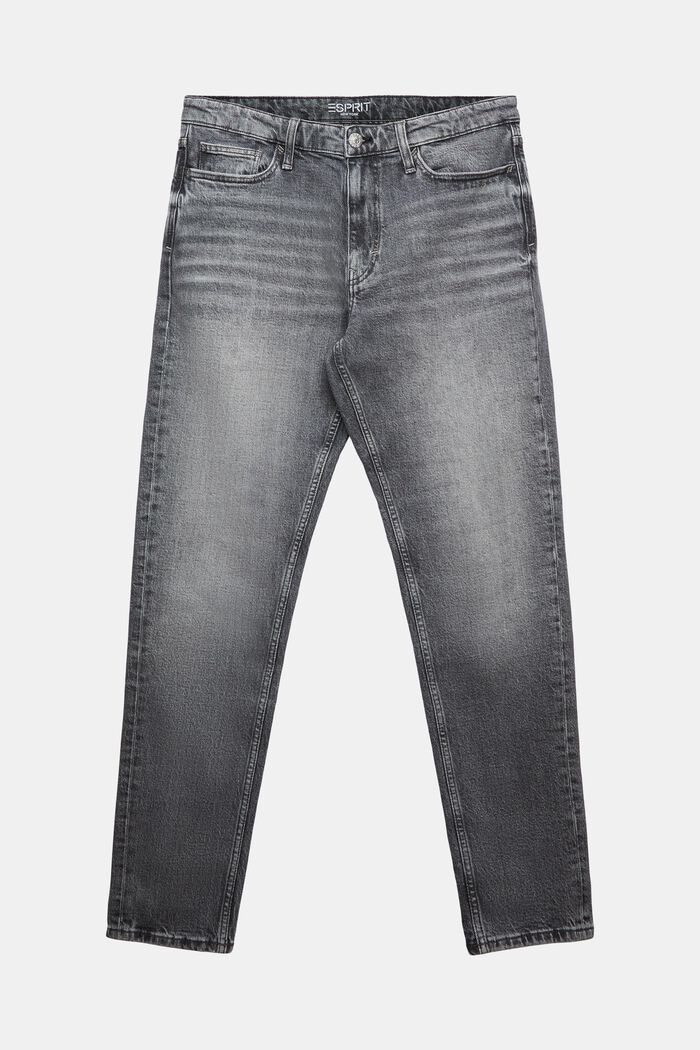 Gerade, konische Jeans mit mittelhohem Bund, GREY MEDIUM WASHED, detail image number 7