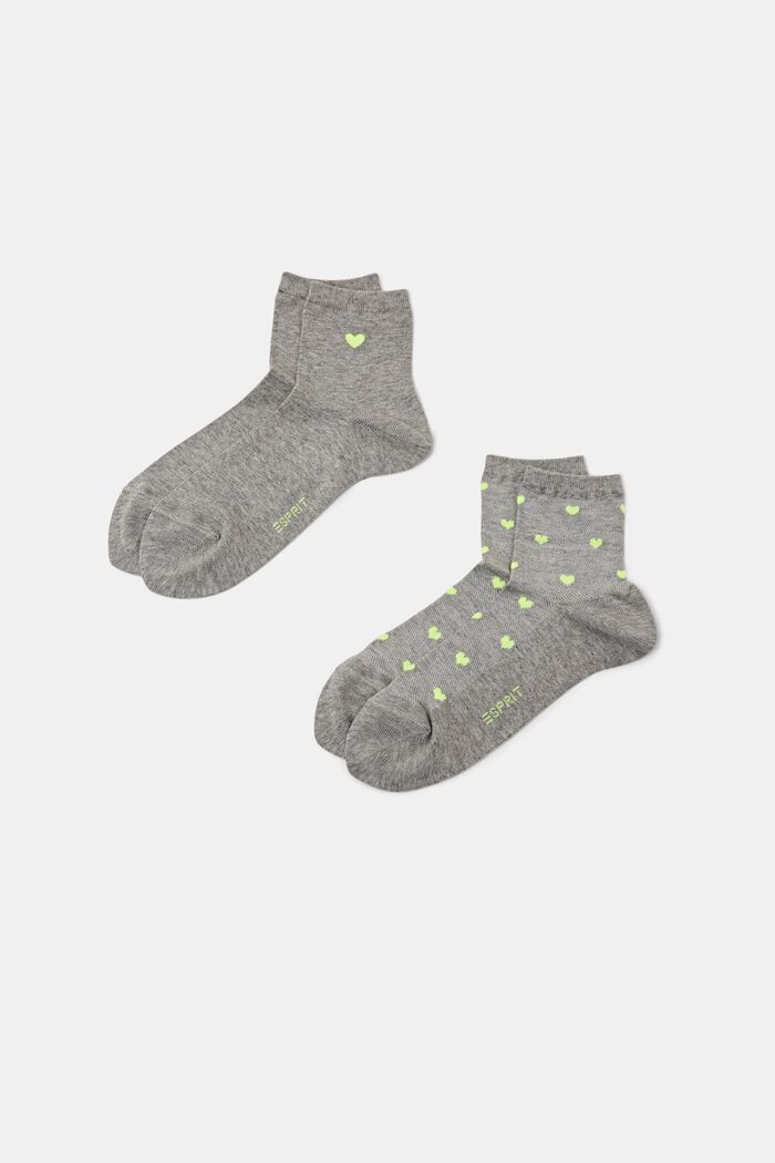 2er-Pack Socken mit Herzprint, LIGHT GREY, detail image number 0