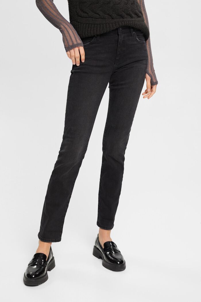 Jeans mit geradem Bein und mittlerer Bundhöhe, BLACK DARK WASHED, detail image number 0