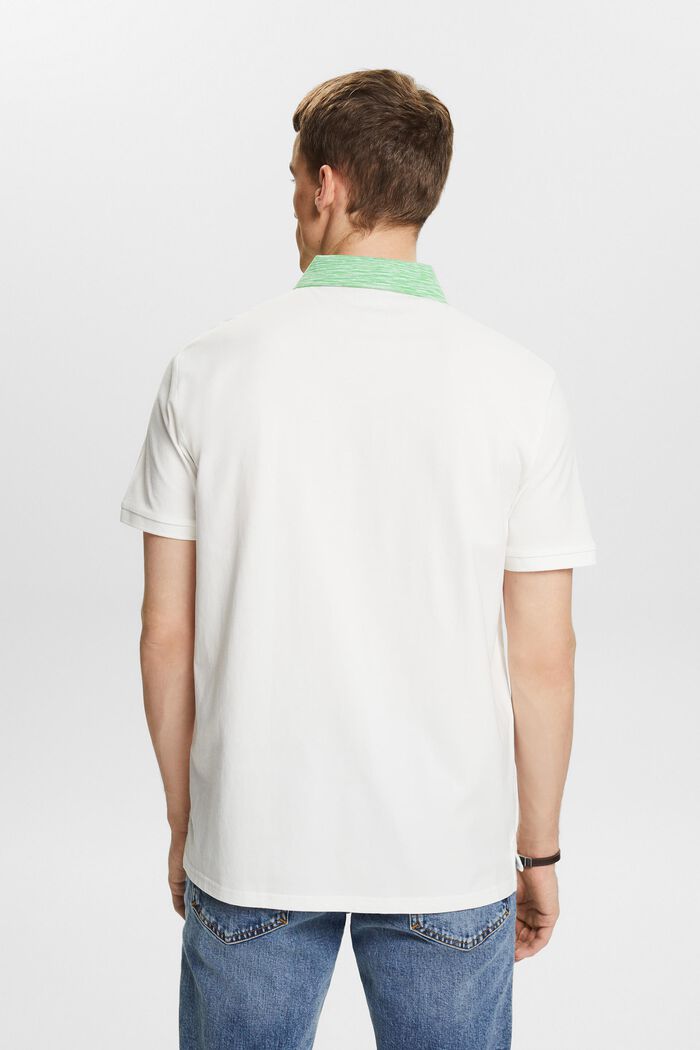 Poloshirt mit Space-Dye-Kragen, OFF WHITE, detail image number 2
