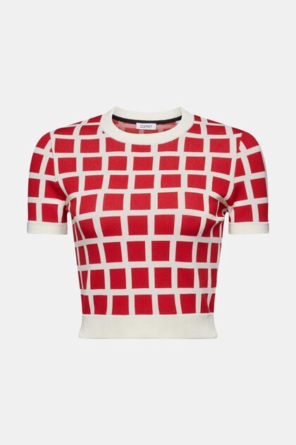 Verkürztes Pullover-T-Shirt im Jacquard-Design