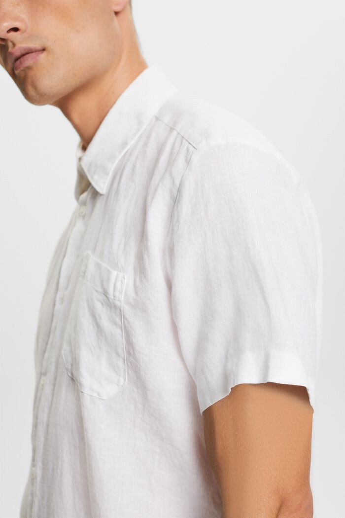 Kurzärmliges Leinenhemd, WHITE, detail image number 2
