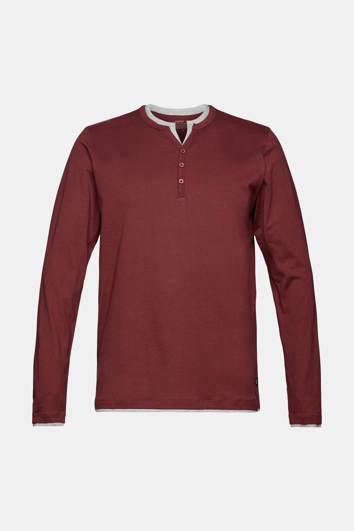 Jersey-Longsleeve im Layering-Look, BORDEAUX RED, detail image number 5