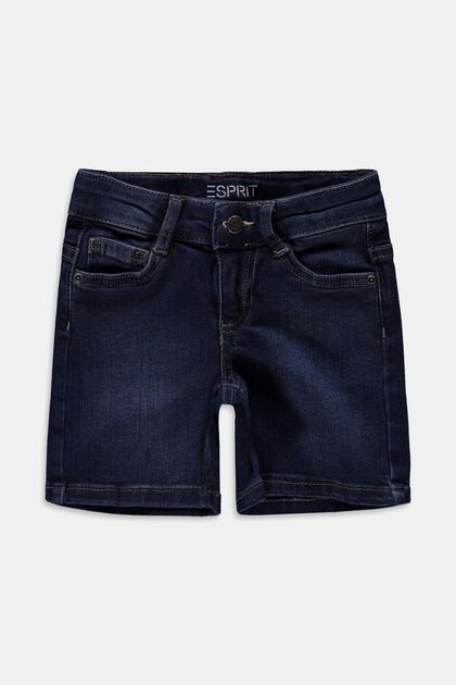 Jeans-Shorts mit Verstellbund, BLUE DARK WASHED, overview